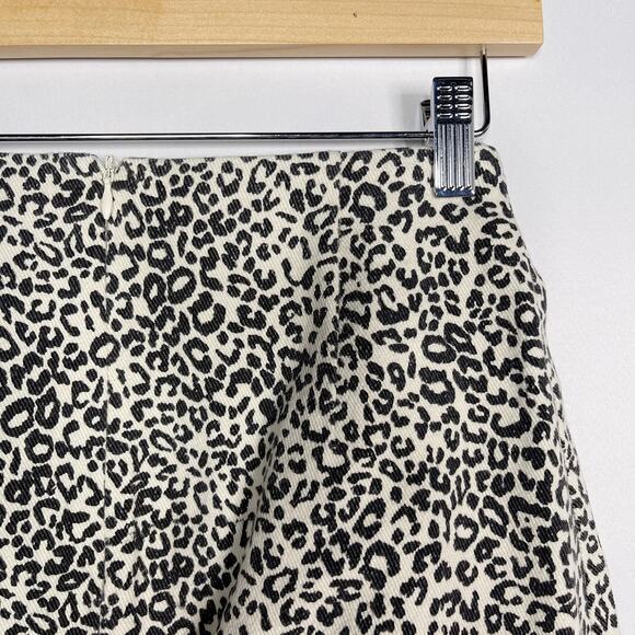 Le Lis Collection Small S Cream Black Leopard Denim Mini Skirt Animal Print - Picture 5 of 6